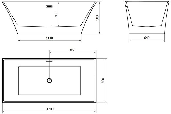 Luxury Ibiza szabadon álló fürdökád akril 170 x 80 cm, fehér - 57021708000 Térben álló kád