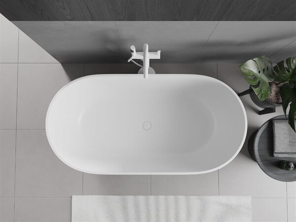 Luxury Rimini szabadon álló fürdökád öntött márvány 150 x 75 cm, fehér mat - 57241507500 Térben álló kád