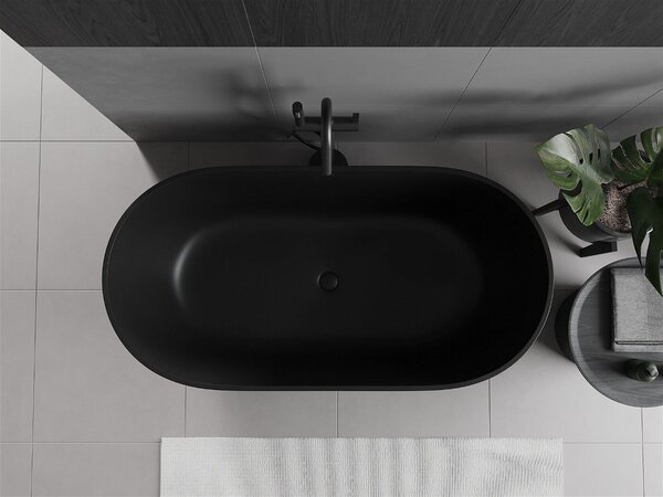 Luxury Rimini szabadon álló fürdökád öntött márvány 150 x 75 cm, fekete mat - 57241507570 Térben álló kád