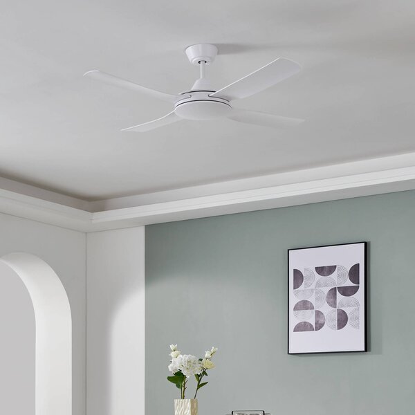 EGLO Bondi 1 mennyezeti ventilátor, matt fehér, távirányítóval, Fehér / opál, Nappali / Étkező, Műanyag
