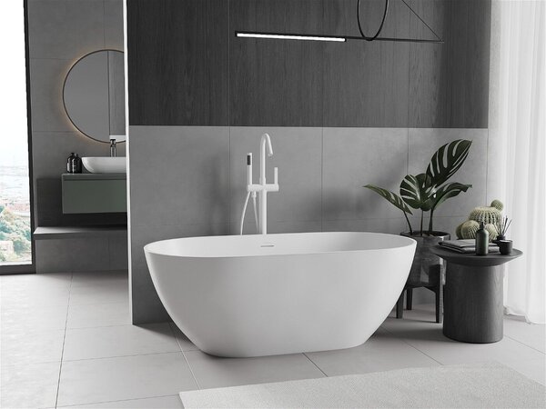 Luxury Rimini szabadon álló fürdökád öntött márvány 150 x 75 cm, fehér mat - 57241507500 Térben álló kád