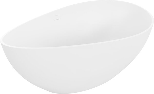 Luxury Parma szabadon álló fürdökád öntött márvány 160 x 95 cm, fehér mat - 57231609500 Térben álló kád