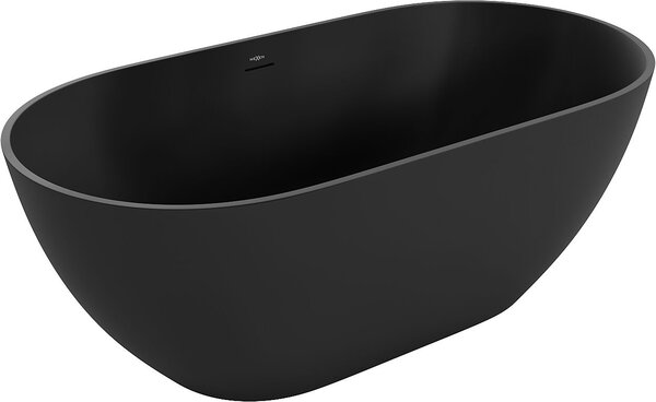 Luxury Rimini szabadon álló fürdökád öntött márvány 150 x 75 cm, fekete mat - 57241507570 Térben álló kád