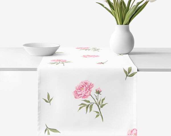 Goldea pamut asztali futó - pünkösdi rózsamintás 35x140 cm