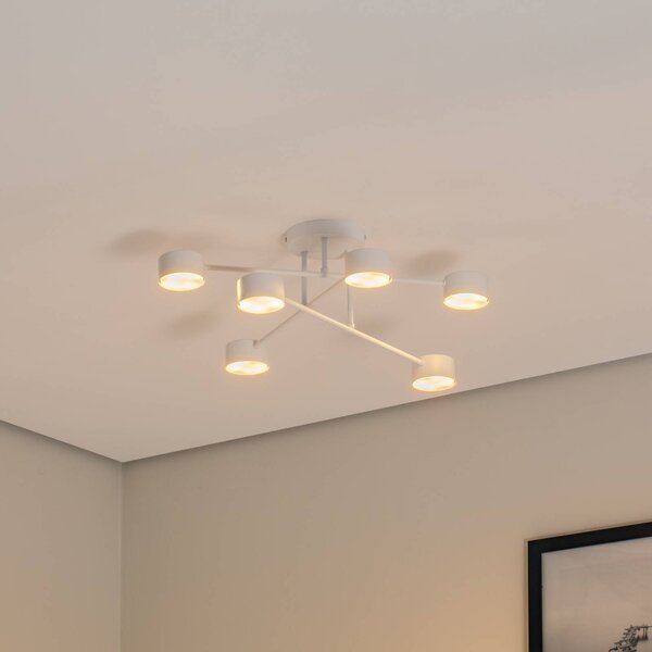EMIBIG LIGHTING Modus 6 mennyezeti lámpa, acél, hatlámpás, GX53, fehér, dimmelhető, Fehér / opál, Nappali / Étkező, fém, Modern