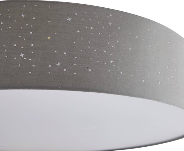 Lindby LED mennyezeti lámpa Ellamina, 60 cm, világosszürke, textil, dimmelhető, Alu / szürke / cink, Nappali / Étkező, Textil / szövet / selyem, Modern