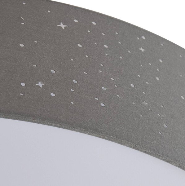 Lindby LED mennyezeti lámpa Ellamina, 60 cm, világosszürke, textil, dimmelhető, Alu / szürke / cink, Nappali / Étkező, Textil / szövet / selyem, Modern