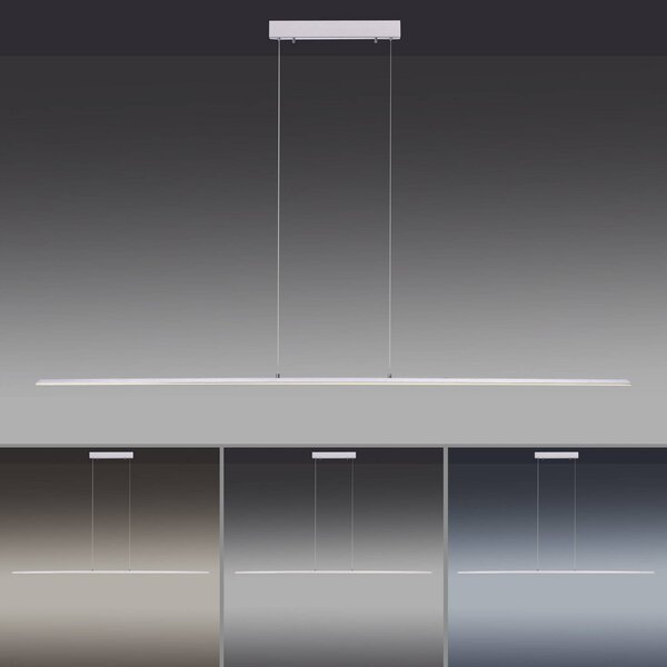 PURE LED függőlámpa Lite, ezüst, 160 cm, CCT, dimmelhető, dimmelhető, Alu / szürke / cink, Nappali / Étkező, Alumínium, Modern