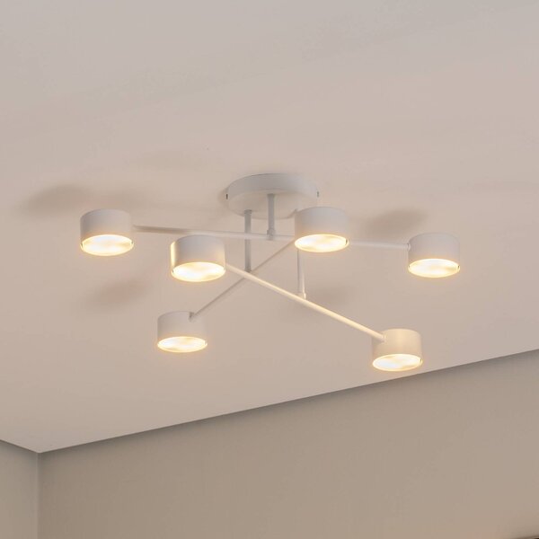 EMIBIG LIGHTING Modus 6 mennyezeti lámpa, acél, hatlámpás, GX53, fehér, dimmelhető, Fehér / opál, Nappali / Étkező, fém, Modern
