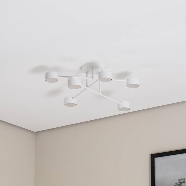 EMIBIG LIGHTING Modus 6 mennyezeti lámpa, acél, hatlámpás, GX53, fehér, dimmelhető, Fehér / opál, Nappali / Étkező, fém, Modern