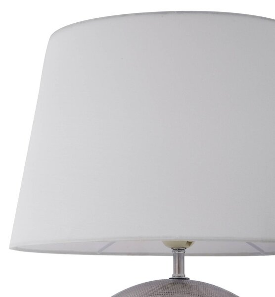 Lindby Florentino asztali lámpa, 49 cm, kerámia, textil, Fehér / opál, Nappali / Étkező, Textil / szövet / selyem