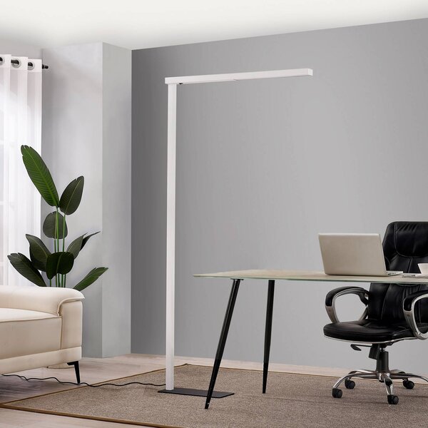 Arcchio LED-es irodai állólámpa Tamilo, fehér, fém, 194 cm, Fehér / opál, Dolgozószoba / Iroda, Alumínium, Modern