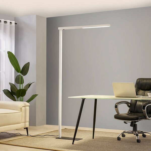 Arcchio LED-es irodai állólámpa Tamilo, fehér, fém, 194 cm, Fehér / opál, Dolgozószoba / Iroda, Alumínium, Modern