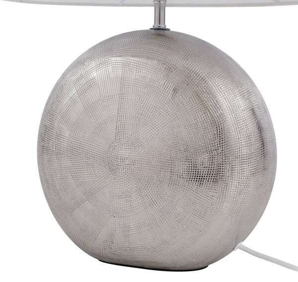 Lindby Florentino asztali lámpa, 49 cm, kerámia, textil, Fehér / opál, Nappali / Étkező, Textil / szövet / selyem