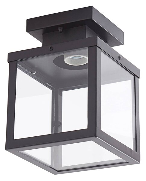 Lindby Mandus kültéri mennyezeti lámpa, fekete, rozsdamentes acél, 22 cm, dimmelhető, Fekete, Rozsdamentes acél, Modern