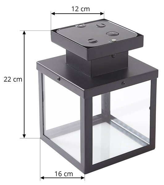 Lindby Mandus kültéri mennyezeti lámpa, fekete, rozsdamentes acél, 22 cm, dimmelhető, Fekete, Rozsdamentes acél, Modern