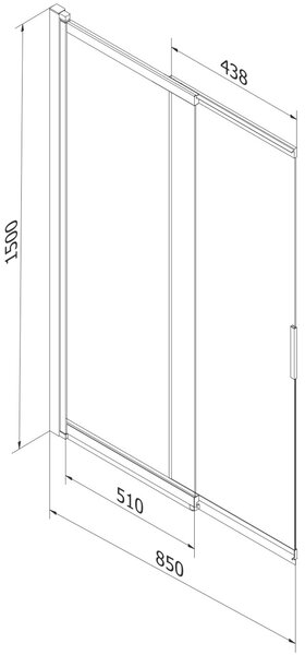 Mexen Fox Kádparaván 2 részes csúszó 85 x 150 cm, szron, fekete - 891-085-002-70-30 Kádparaván