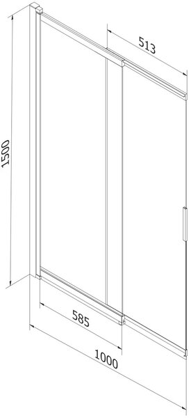 Mexen Fox Kádparaván 2 részes csúszó 100 x 150 cm, szron, fekete - 891-100-002-70-30 Kádparaván