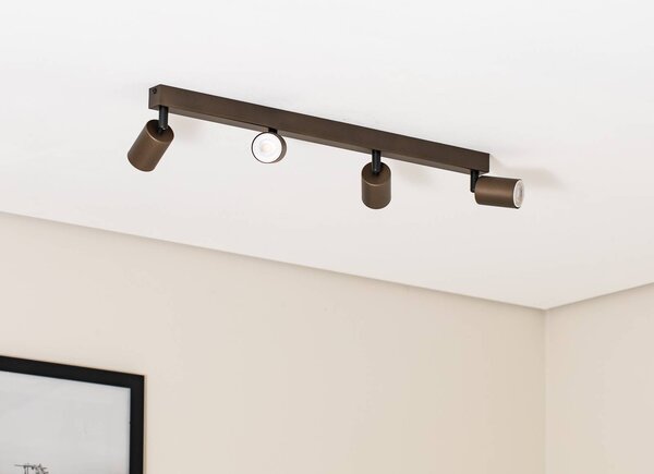 TK Lighting Mennyezeti spot Felső, állítható, barna, négylángú lineáris, dimmelhető, Barna / rozsda, Nappali / Étkező, fém, Modern
