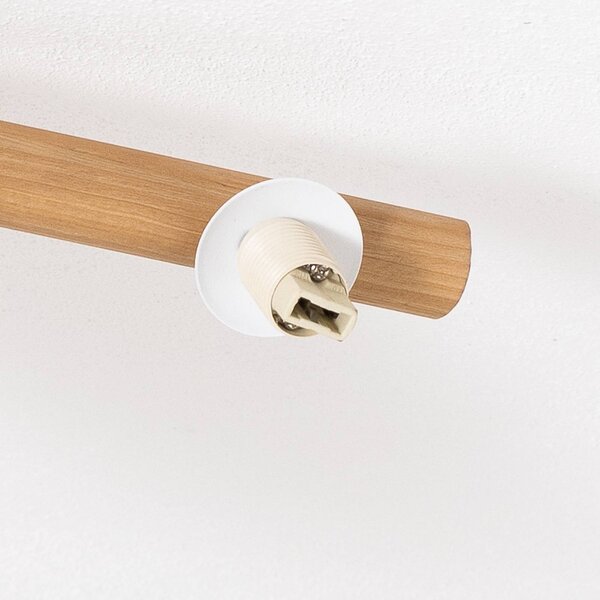 TK Lighting Estera mennyezeti lámpa, opálüveg, fa, háromlángos, dimmelhető, Világos fa, Nappali / Étkező, Üveg