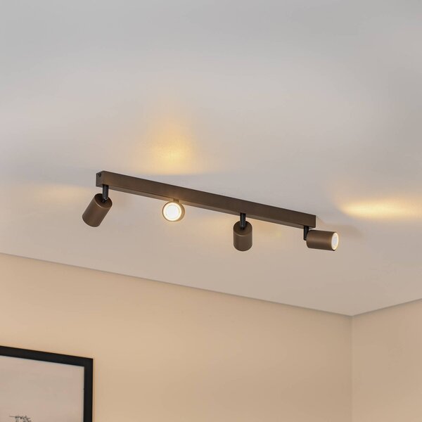 TK Lighting Mennyezeti spot Felső, állítható, barna, négylángú lineáris, dimmelhető, Barna / rozsda, Nappali / Étkező, fém, Modern
