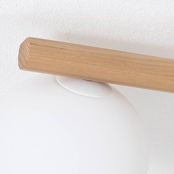 TK Lighting Estera mennyezeti lámpa, opálüveg, fa, háromlángos, dimmelhető, Világos fa, Nappali / Étkező, Üveg