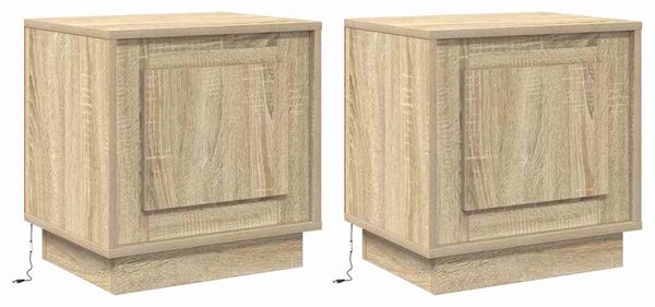 Éjjeliszekrény 2 db Sonoma tölgy 44 x 34,5 x 45 cm Szerelt Fa