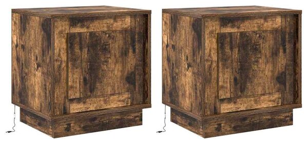 Éjjeliszekrény 2 db Füstölt tölgy 44 x 34,5 x 45 cm Szerelt Fa