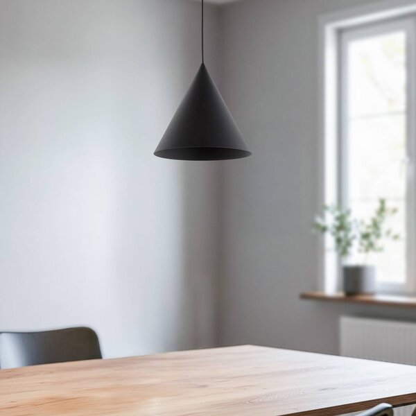 TK Lighting Cono lógó világítás, 1 izzó, Ø 27 cm, fekete, dimmelhető, Fekete, Nappali / Étkező, fém, Modern