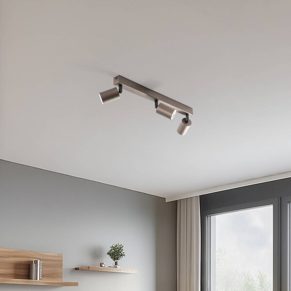 TK Lighting Mennyezeti spot Felső, állítható, barna, három izzós lineáris, dimmelhető, Barna / rozsda, Nappali / Étkező, fém, Modern