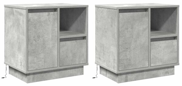 Éjjeliszekrény 2 db Beton Szürke 50 x 34,5 x 50 cm Szerelt fa