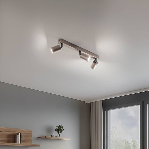 TK Lighting Mennyezeti spot Felső, állítható, barna, három izzós lineáris, dimmelhető, Barna / rozsda, Nappali / Étkező, fém, Modern