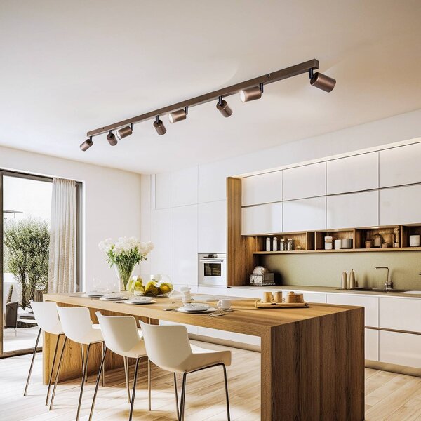 TK Lighting Mennyezeti spot Top, állítható, barna, nyolclángú lineáris, dimmelhető, Barna / rozsda, Nappali / Étkező, fém, Modern