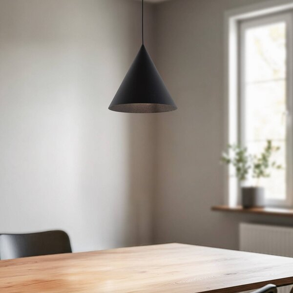 TK Lighting Cono lógó világítás, 1 izzó, Ø 27 cm, fekete, dimmelhető, Fekete, Nappali / Étkező, fém, Modern