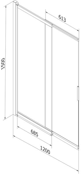 Mexen Fox Kádparaván 2 részes csúszó 120 x 150 cm, átlátszó nano, arany - 891-120-002-50-00 Kádparaván
