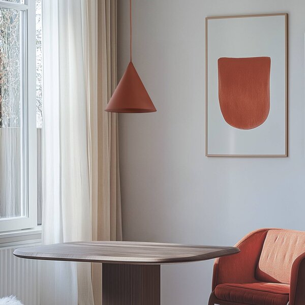 TK Lighting Cono lógó világítás, 1 izzó, Ø 27 cm, téglavörös, dimmelhető, Piros, Nappali / Étkező, fém, Modern
