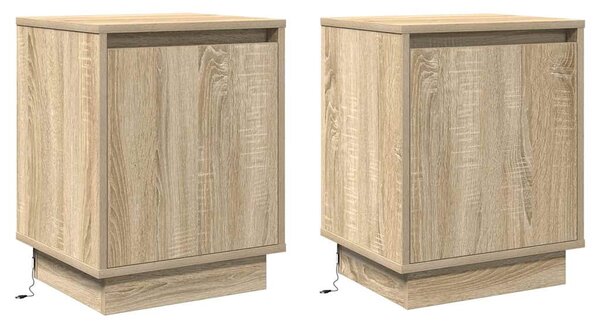 Éjjeliszekrény 2 db Sonoma tölgy 39 x 34,5 x 50 cm Szerelt fa