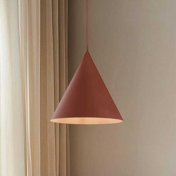 TK Lighting Cono lógó világítás, 1 izzó, Ø 27 cm, téglavörös, dimmelhető, Piros, Nappali / Étkező, fém, Modern