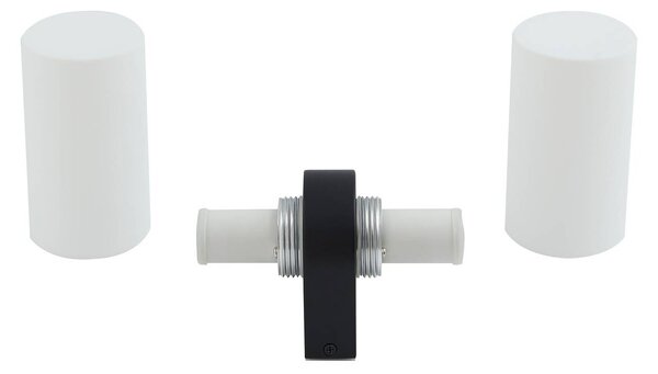 Lucande Basolo fürdőszobai fali lámpa, fekete, magasság 31,5 cm, üveg, dimmelhető, Fehér / opál, Fürdőszoba, Modern