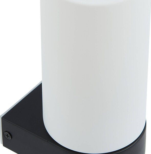 Lucande Basolo fürdőszobai fali lámpa, fekete, magasság 31,5 cm, üveg, dimmelhető, Fehér / opál, Fürdőszoba, Modern