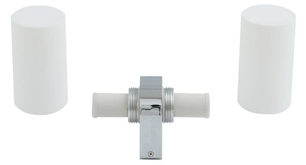 Lucande Basolo fürdőszobai fali lámpa, króm, magasság 31.5cm, üveg, IP44, dimmelhető, Króm / ezüst, Fürdőszoba, Modern