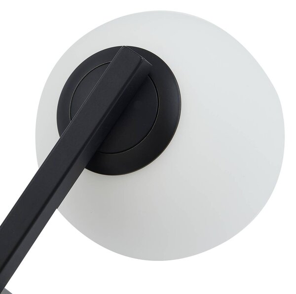 Lucande fali lámpa Bidolo, fekete, üveg, Ø 12 cm, IP44, dimmelhető, Fekete, Fürdőszoba, fém