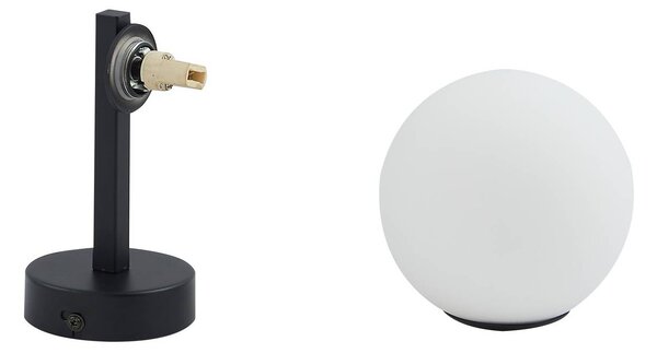 Lucande fali lámpa Bidolo, fekete, üveg, Ø 12 cm, IP44, dimmelhető, Fekete, Fürdőszoba, fém
