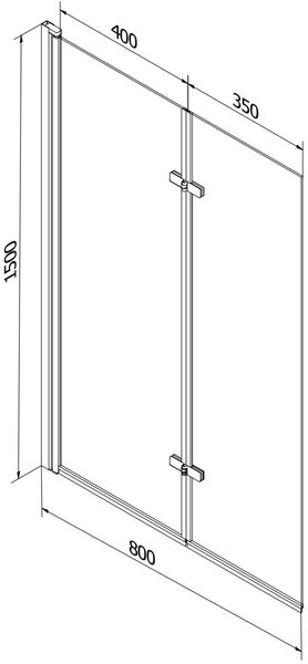 Mexen Castor Kádparaván 2 részes 80 x 150 cm, fekete wzór, fekete - 892-080-002-70-70 Kádparaván