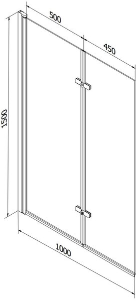 Mexen Castor Kádparaván 2 részes 100 x 150 cm, szron, króm - 892-100-002-01-30 Kádparaván