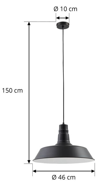 Lindby lógó világítás Laylan, fekete/fehér, Ø 46 cm, fém, dimmelhető, Fekete, Nappali / Étkező, fém, Modern