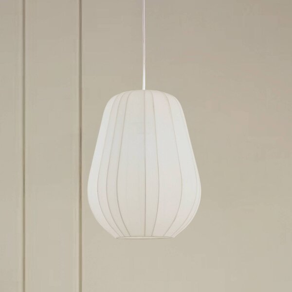 Lindby függőlámpa Helin, fehér, Ø 30 cm, anyagból készült, dimmelhető, Fehér / opál, Nappali / Étkező, Textil / szövet / selyem, Modern