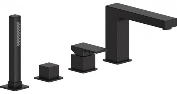 Mexen CUBE - 4 lyukú fürdőcsaptelep, Fekete, 72932-70