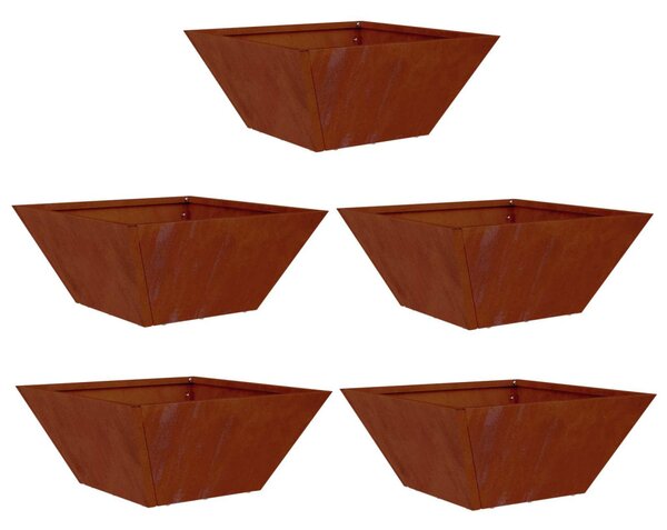 Kerti cserép 5 db Rozsdás 35 x 35 x 15 cm Időjárásálló Acél