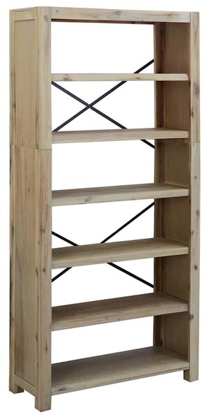 6 szintes tömör akácfa könyvespolc 80 x 30 x 170 cm